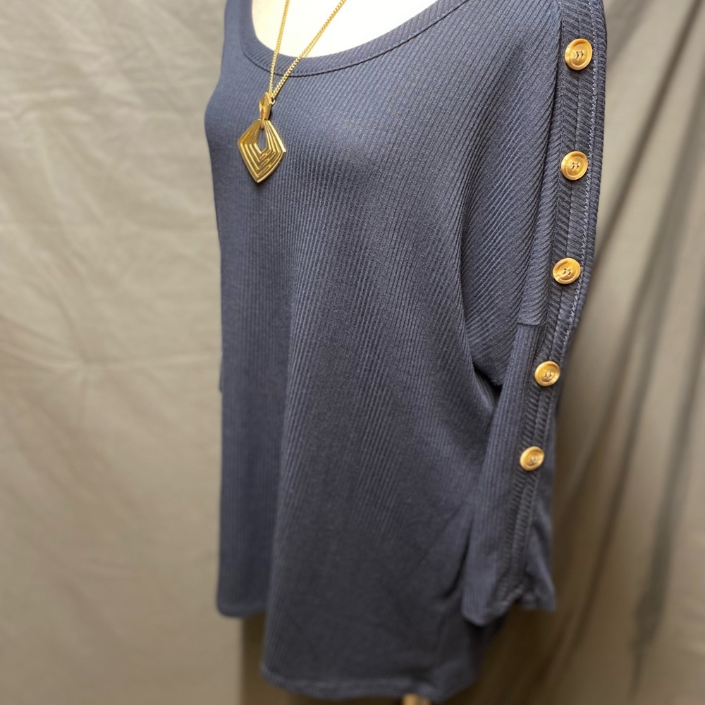 French Laundry Blue Button Shouldered Blouse - image 6